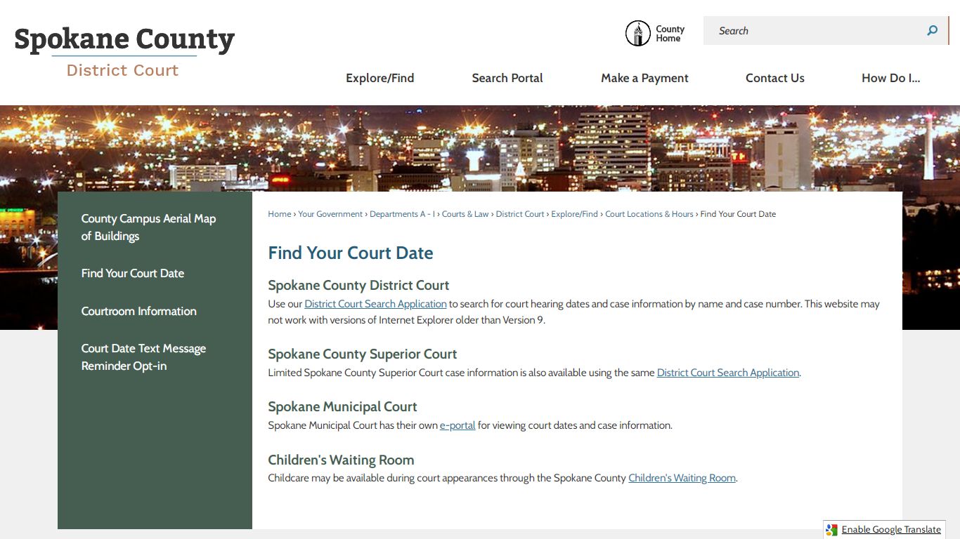 Find Your Court Date | Spokane County, WA